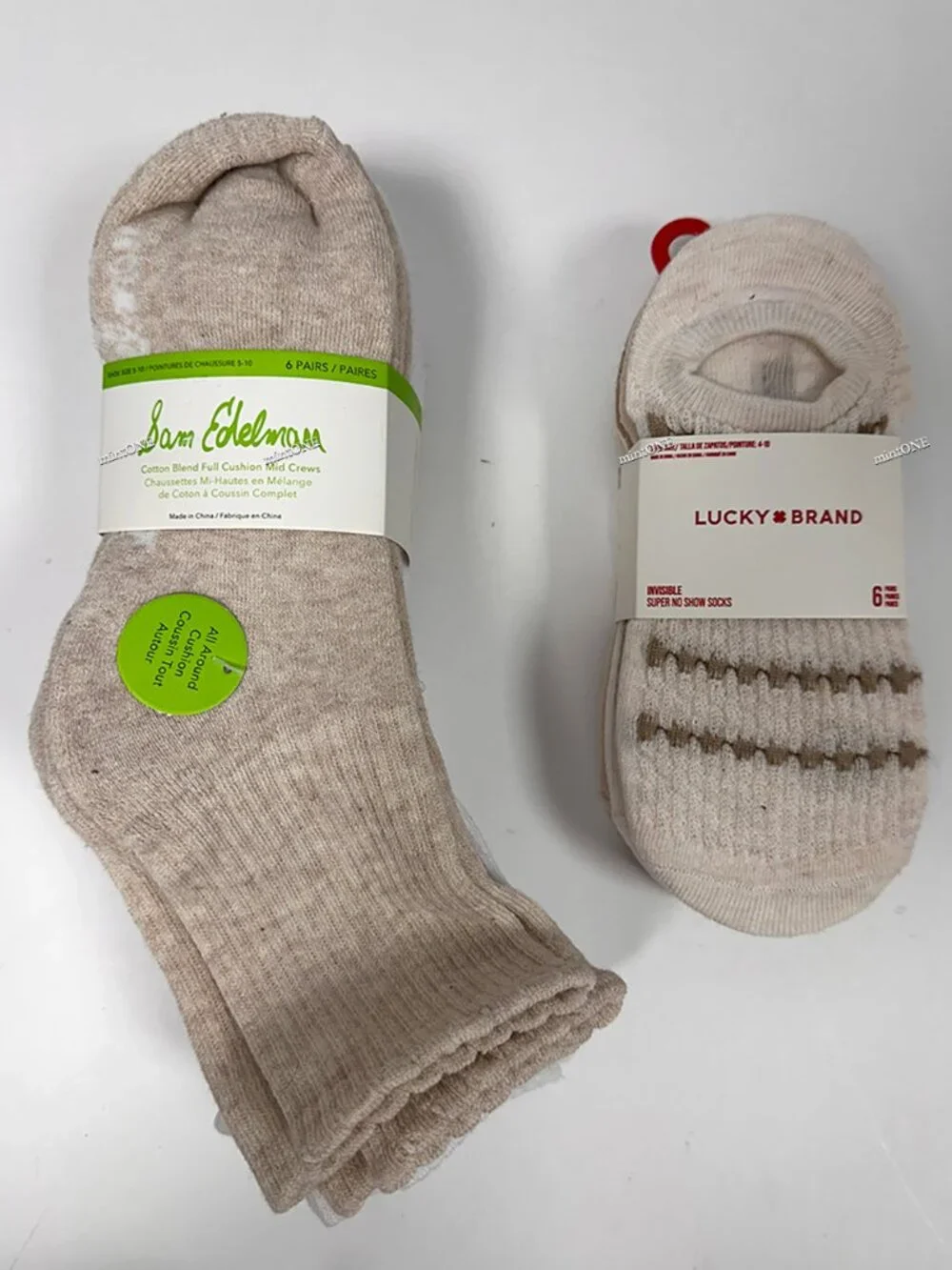 NEW Sam Edelman 6Pair Mid Crew + Lucky Brand 6Pair No Show Socks